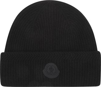 Moncler Logo Tricot Muts - Heren - Hoeden - Zwart - ONE Size - Wol - Accessoires