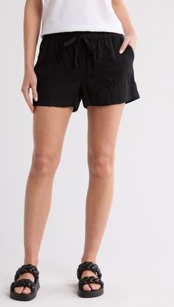 Caslon Drawstring Linen Blend Shorts in Black at Nordstrom Rack, Size X-Small