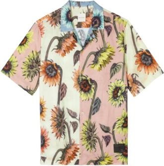 Paul Smith Zonnebloemprint Kleurblok Korte Mouw Overhemd - Heren - Korte mouwen Overhemden - Veelkleurig - L - Katoen - Overhemden