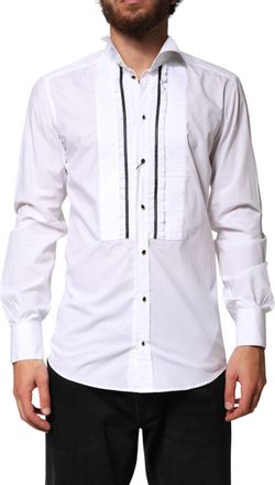 Dolce & Gabbana White GOLD Long Sleeves Formal Dress Mens Shirt (Pre-Owned)