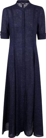Emporio Armani Abito midi in lino - Blu