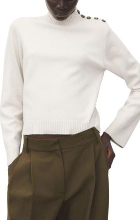 Mango Shoulder Button Mock Neck Sweater in Ecru at Nordstrom, Size X-Small
