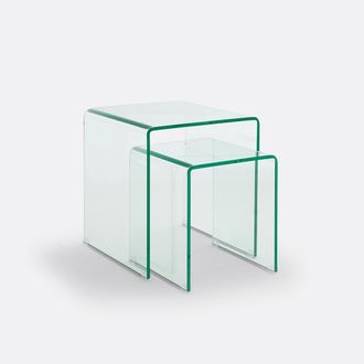 La Redoute Interieurs Set van 2 bijzettafels in gehard glas, Joan