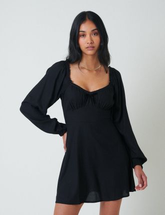Nobody's Child Black Balloon Sleeve Lillie Mini Dress