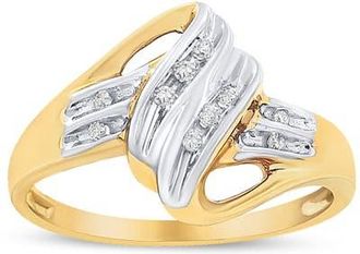 House of Brilliance 10K Yellow and White Gold 1/15 Cttw Diamond Bypass Ring at Nordstrom, Size 7