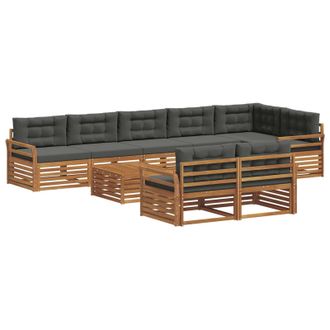vidaXL Conjunto De Sof&aacute;s De Exterior 9 Pcs Natural Y Antracita Vidaxl