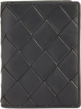 Nordstrom Woven Leather Bifold Card Case in Black at Nordstrom