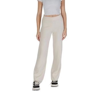 Vero Moda Straight Trousers, female, White, M, Cream Viscose Jeans & Trousers