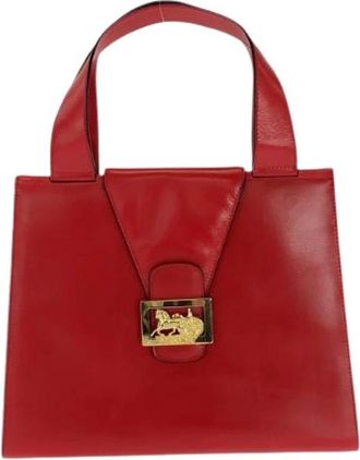 Celine Pre-owned Handbags, female, Red, Size: ONE SIZE Pre-owned Leather Horse Carriage Handbag