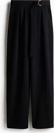 H&M Belted Trousers in Black at Nordstrom, Size 3X-Large