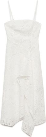 Mango Embroidered Strappy Asymmetric Midi Dress in Off White at Nordstrom, Size 6
