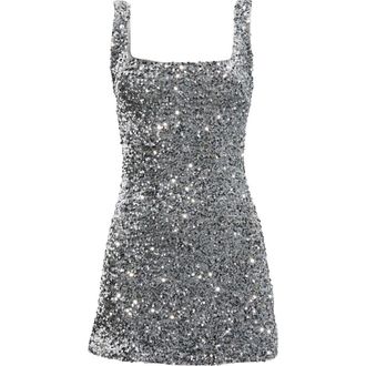 Princess Polly Miss Me Sequin Sleeveless Minidress in Silver at Nordstrom, Size 10