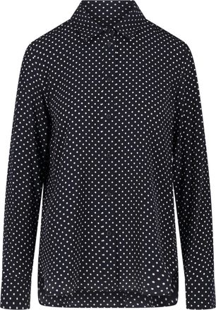 Nili Lotan Polka Dot Silk Blouse with Classic Collar and Cuff Buttons