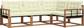 vidaXL Conjunto De Sof&aacute;s De Exterior 4 Uds. Natural Y Crema Vidaxl