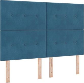 vidaXL Box Spring Bed with Mattress Dark blue 140 x 200 cm Velvet vidaXL