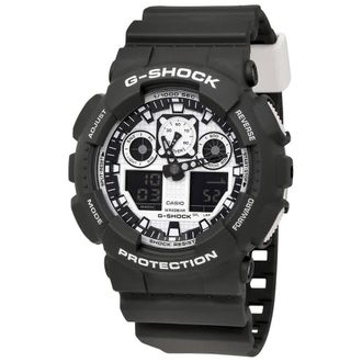 Casio G-Shock Black Resin Analog-Digital Mens Watch GA-100BW-1ACR
