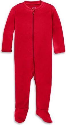 primary Baby Organic Zip Footie In Solid in Cherry at Nordstrom, Size Newborn