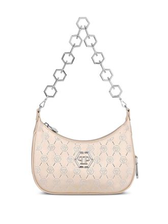 Philipp Plein rhinestone-embellished monogram shoulder bag - women - glass/Fabric - One Size - Neutrals