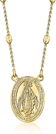 Ross-Simons Italian 18kt Gold Over Sterling Miraculous Medal Beaded Station Necklace