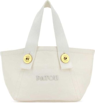 Patou White Canvas Trapeze Handbag