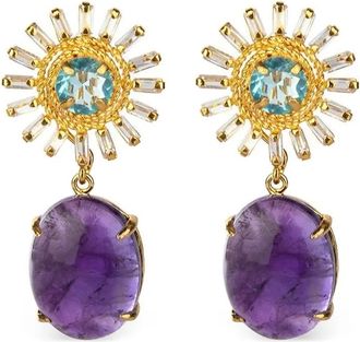 Bounkit Orecchini con quarzo ametista - Oro
