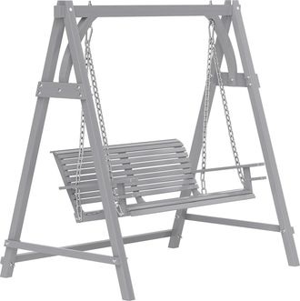 OUTSUNNY 2 Seater Wooden Garden Swing Seat Hammock Bench Lounger - Grey | TJ Hughes