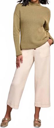 Tribal Combed Cotton Two Tone Rib Sweater In Leek