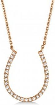 Allurez Pave Set Diamond Horseshoe Pendant Necklace 14k Rose Gold 0.25ct