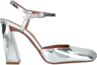 Amina Muaddi Ladies Silver Charlotte 95 mm Mirrored Leather Pumps, Brand Size 35.5