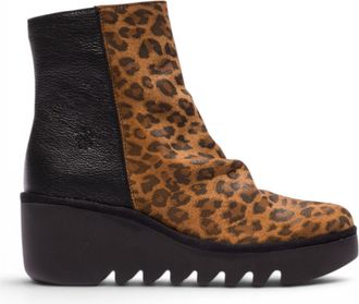 FLY London Fly London Womens Black Tan Suede Leather Wedge Heel Platform Ankle Boots - BAAN538