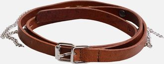 Diesel Womens DIESEL BTENA Womens Belts Genuine Cow Leather Vintage Ladies Thin Waist Belts - Brown - Size: 85 cm