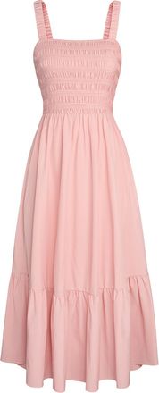 Grace Karin Women Summer Casual A-Line Dress with Pockets Square Neck Smocked Dress Pink M
