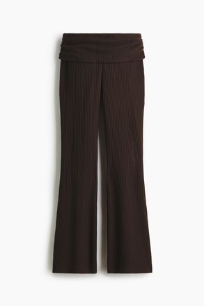 H&M Leggings aus Rippstrick mit Umschlagbund - Dunkelbraun