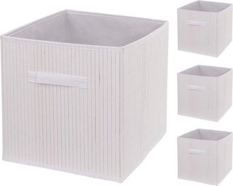 Hhg Hhg - Nunca Usado] Juego De 4 Cajas Plegables 120, Cesta De Almacenaje Caja De Organizaci&oacute;n Caja De Clasificaci&oacute;n Caja De Almacenaje, Bamb&uacute; 32x32x32cm