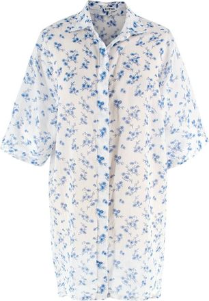 Loewe White Floral Oversized Cotton Shirt Size XS