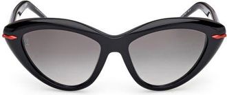 Christian Louboutin 56mm Cat Eye Sunglasses in Black Gold /Zeiss Smoke Lens at Nordstrom