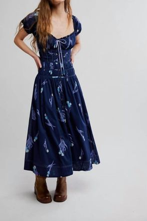 Free People Complete Me Midi Dress In Navy Combo