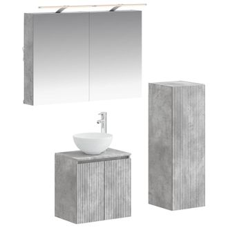vidaXL Juego De Muebles De Ba&ntilde;o 4 Uds. Gris Hormig&oacute;n Vidaxl