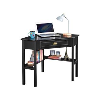 Yaheetech Scrivania Angolare Desktop Computer Portaoggetti per Postazione di Lavoro 106 × 71,5 × 76,5 cm Nero - Yaheetech