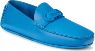 Ferragamo Mens Palinuro Boxy Driving Moccasins In Blue