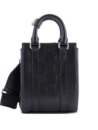 Gucci Vertical Tote GG Embossed Perforated Leather Mini shoulder bag - Nero