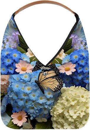 Generic Daisies Floral Butterfly Reusable Lightweight Grocery Bags - Foldable Into Compact Pouch, Washable & Sturdy, Multipurpose for Shopping and Travel