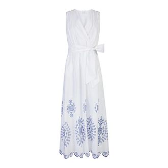 Eleventy Midi Dresses, female, White, Size: XS Embroidered Stretch Cotton Dress