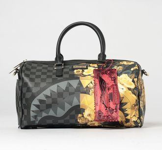 Sprayground Borsone in cotone spalmato saffiano a scacchi con logo