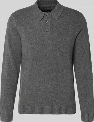 Jack & Jones Strickpullover mit Polokragen Modell MAVERICK in Mittelgrau Melange, Größe XXL
