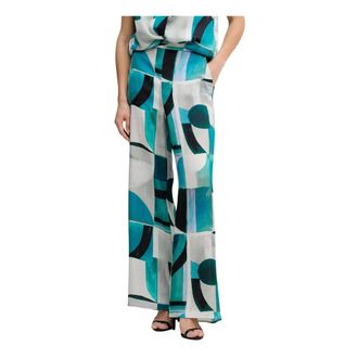 Joseph Ribkoff Broeken, Dames, Veelkleurig, 5Xl, Satijn, Geometric Wide Leg Pants