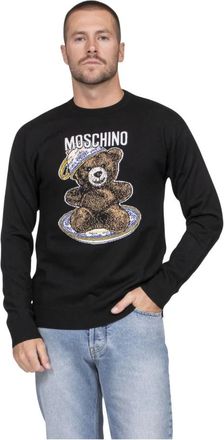 Moschino Maglia Lana Merino - Heren - Ronde hals truien - Zwart - M - Wol - Truien & Vesten