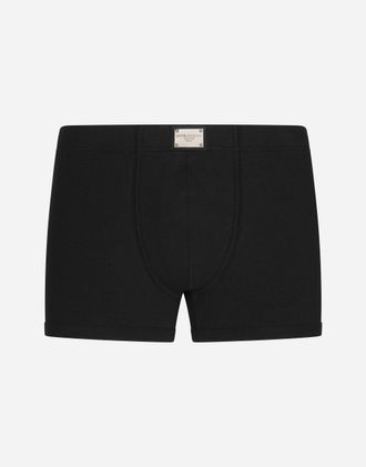 Dolce & Gabbana Two-way Stretch Boxers With Logo Tag - Man Underwear And Loungewear Black Cotton 3