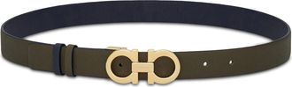 Ferragamo Reversible Leather Belt with Gold-Tone Gancini Buckle