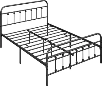 Yaheetech Yaheetech - Cama Doble Con Marco De Metal Negro, Estructura Sencilla De Hierro Para Colch&oacute;n 140x200cm Negro
